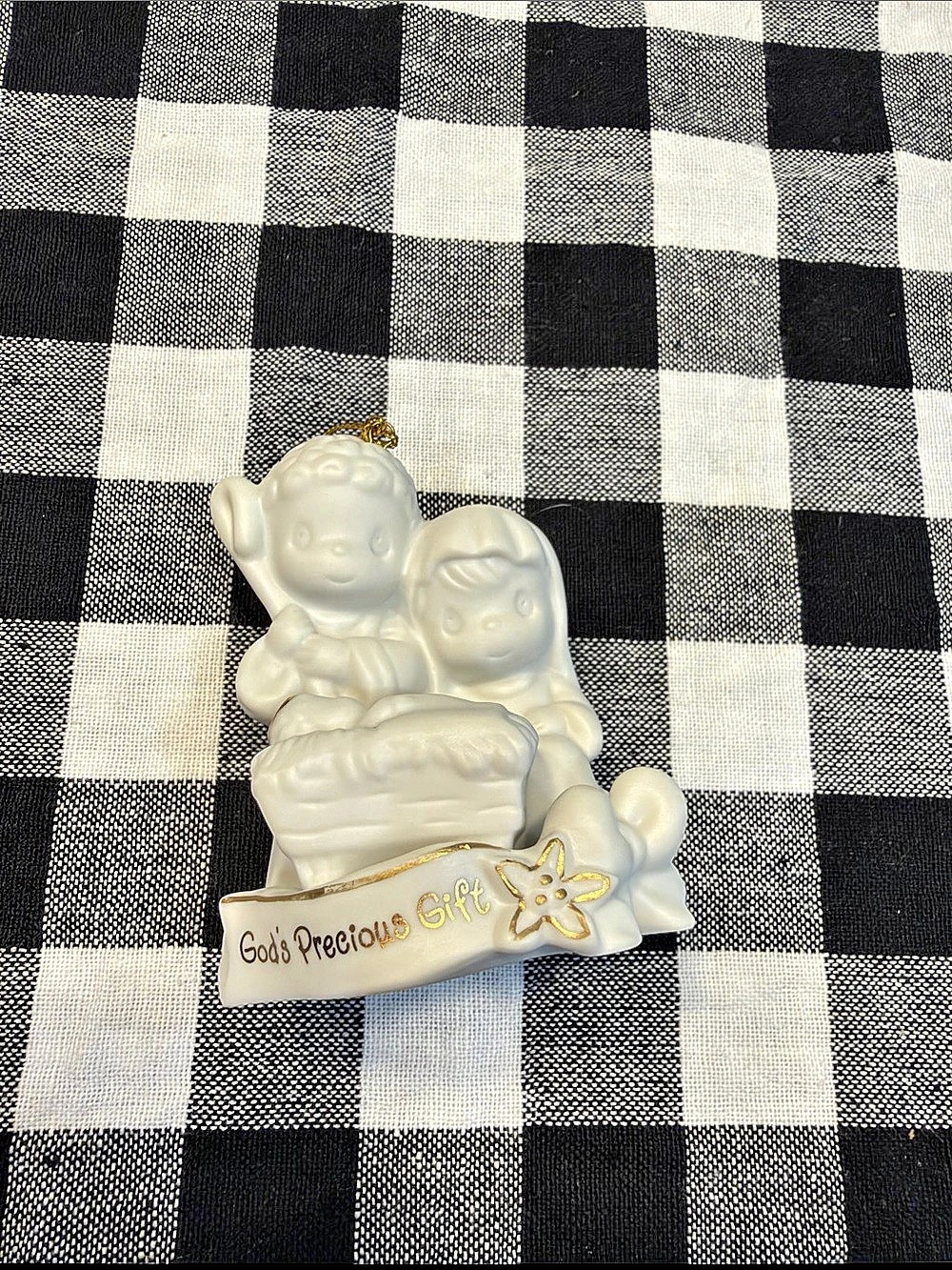 Precious Moments God's Precious Gift Figurine Ornament White & Gold